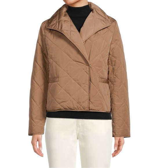 Women's Tan Quilted Wrap Jacket, Large - Picture 1 of 9